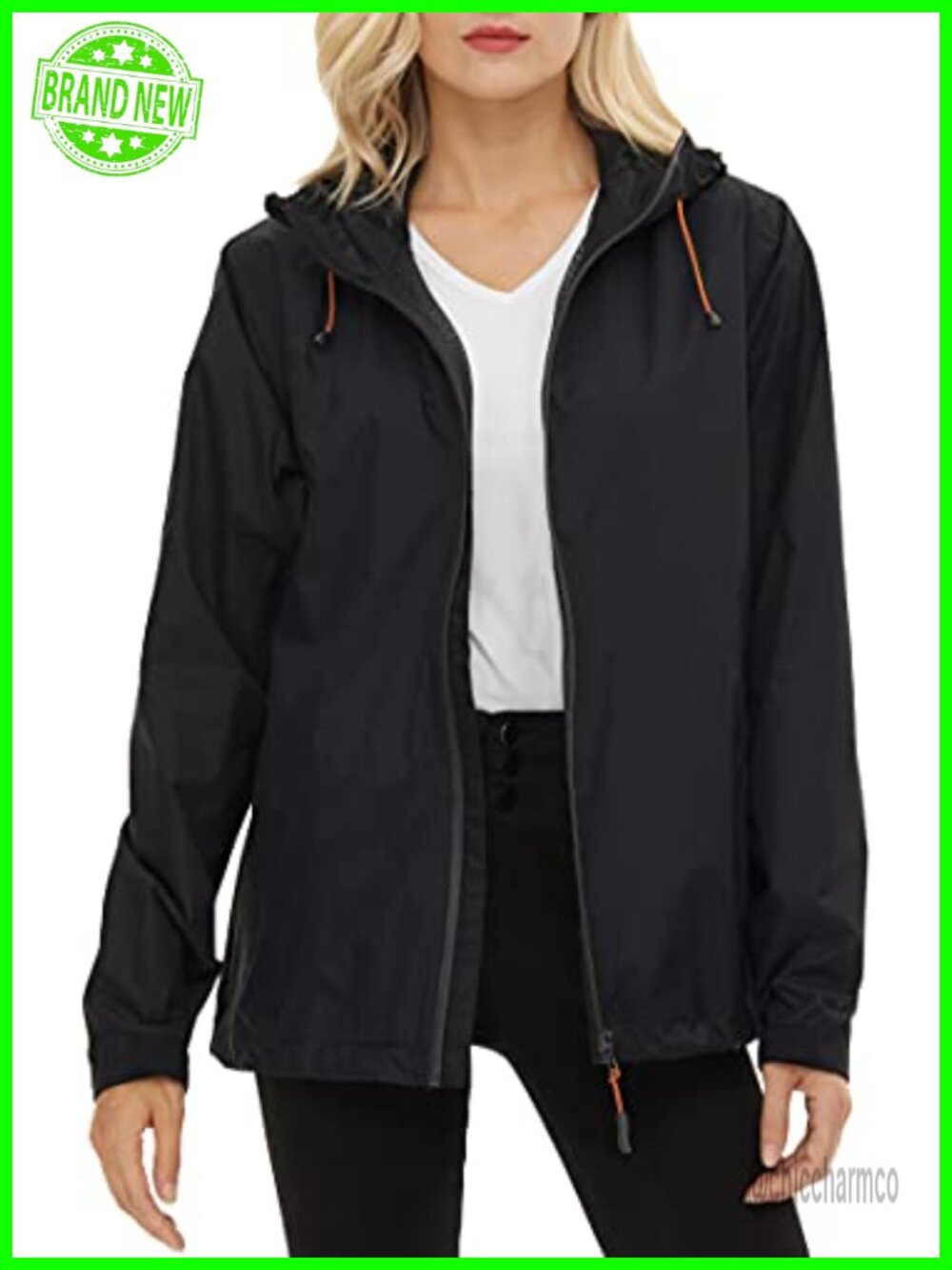 LeSies Women's Lightweight Waterproof Nylon Raincoat Hooded Zip